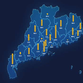 广东地图柱形图